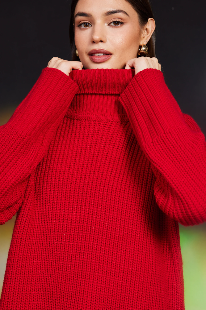 Sonya Turtleneck Sweater Red