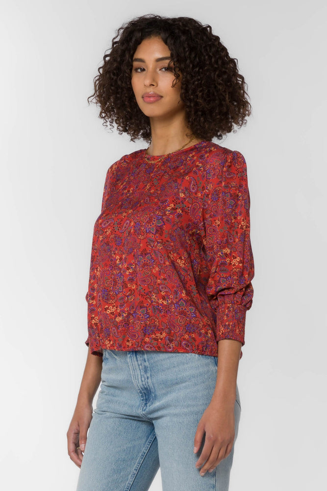 Clemence Paisley Top Rust
