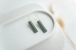 Clay Earrings Simple Hoop Rectangles - Pine