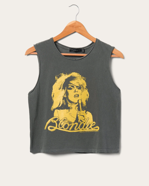 Blondie Gold Muscle Tank Cropped Vintage Black