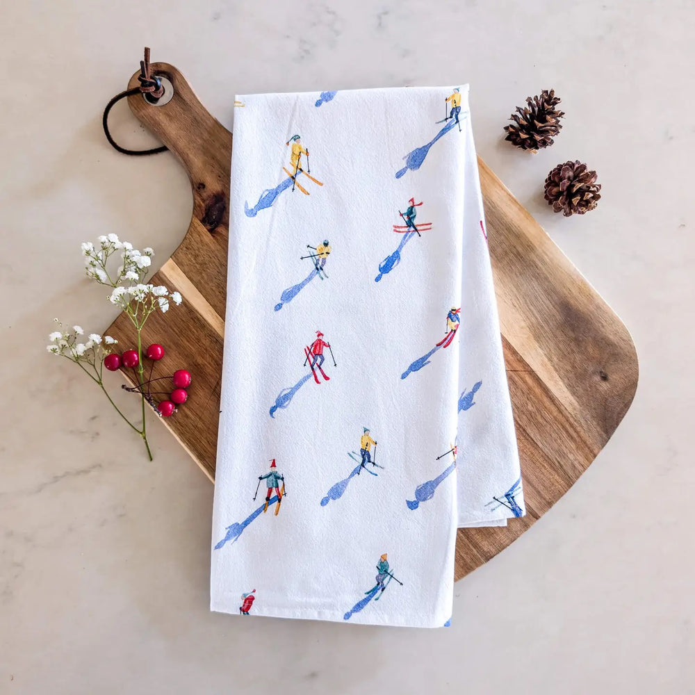 Winter Tea Towel - Skiers