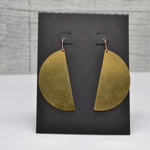 Half Circle Crescent Brass Earrings