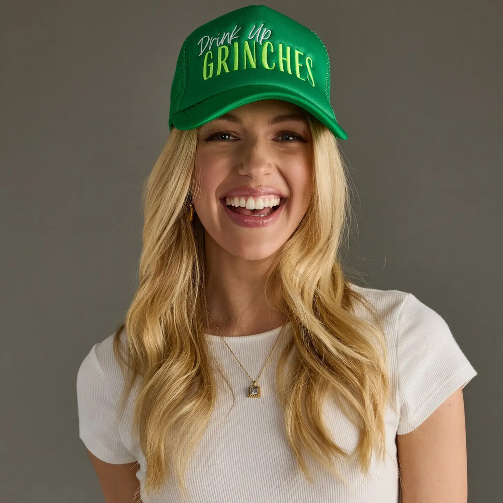 Drink Up Grinches Trucker Hat Green