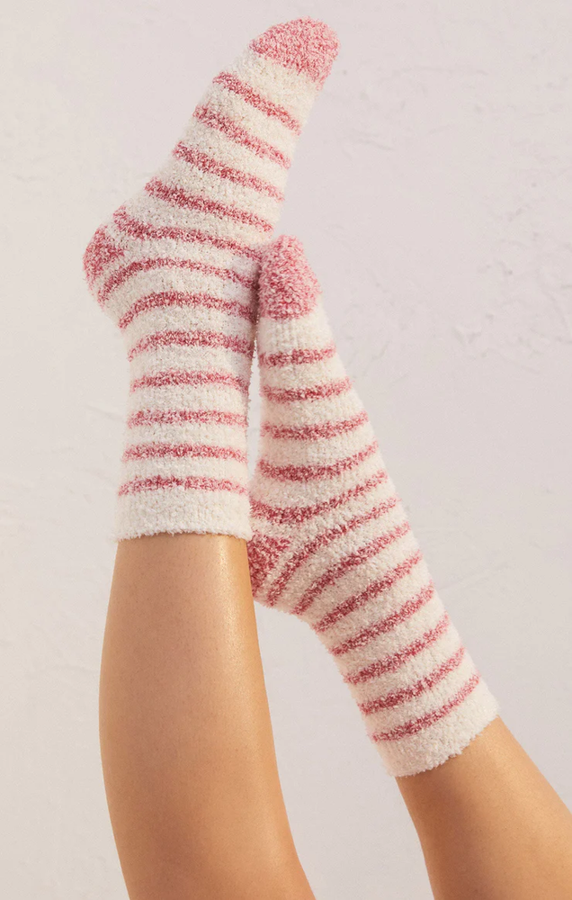 Plush Stripe Socks 2pk Vanilla Ice OSFM