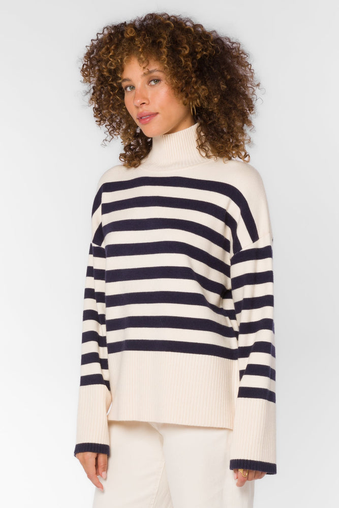 
            
                Load image into Gallery viewer, Cadan Sweater Navy/Ivory Stripe
            
        