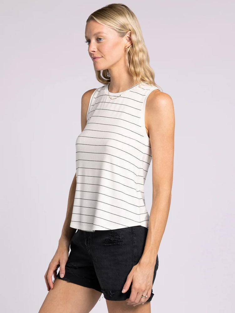Euclid Tank Cream w/ Black Stripe