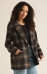 Kingston Relaxed Plaid Blazer Latte-Mapel Boutique