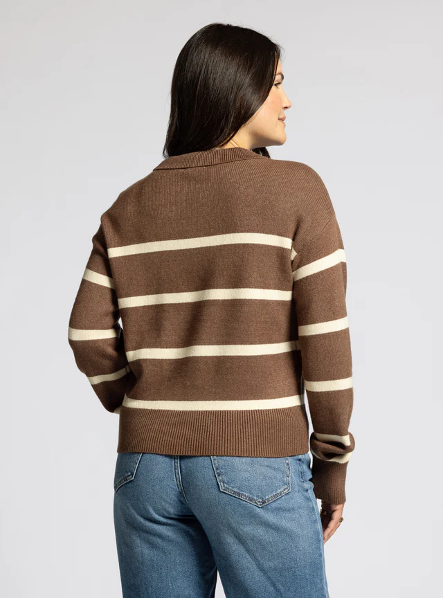 Lotus Sweater Brown Ivory Plaid