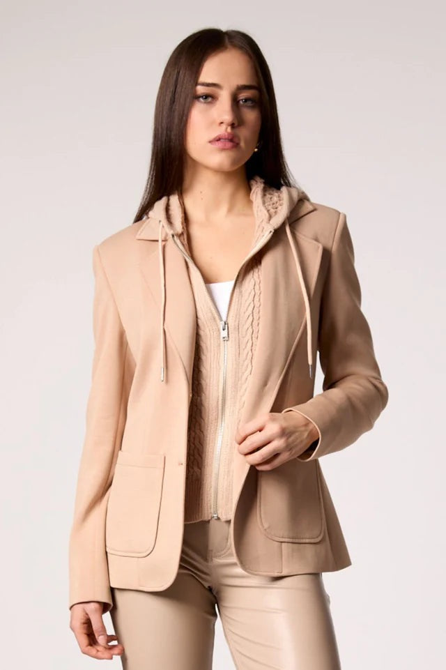 Toasty Cable Knit Blazer Camel