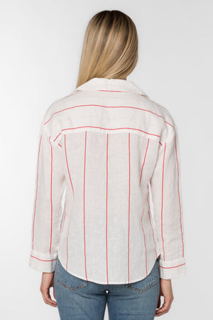 Lyla Button Down Red/White Stripe