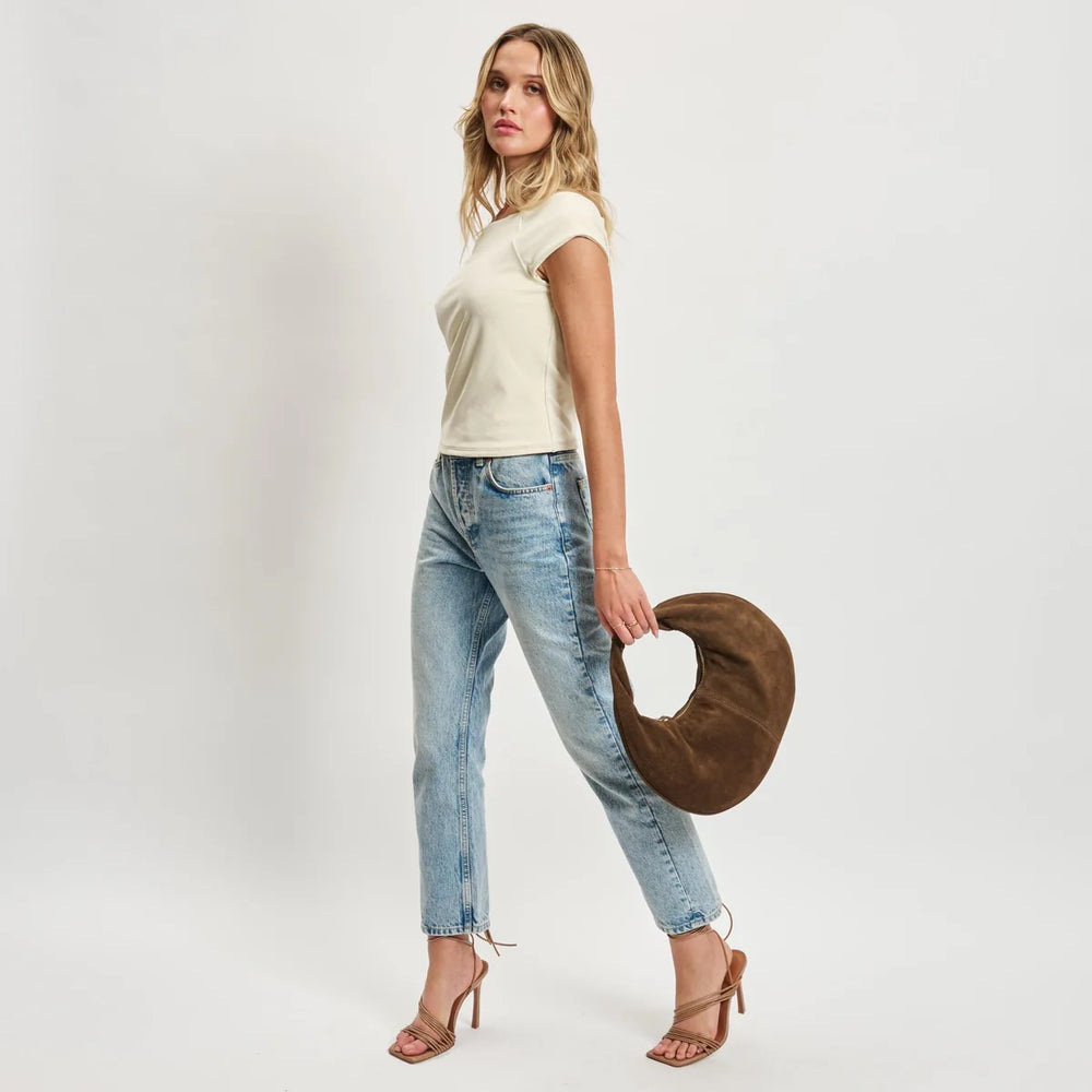 Farrah Suede Shoulder Bag Chocolate