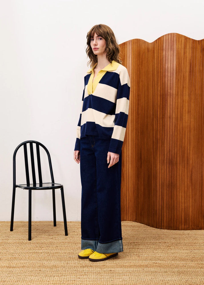 Colchique Stripe Top Navy/Cream