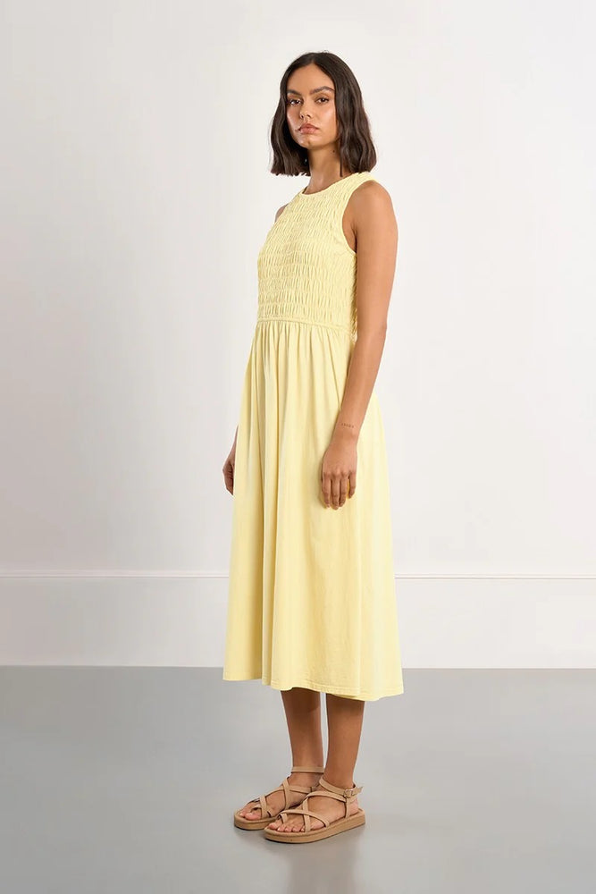 Molly Bracken Smocked Midi Dress YELLOW / S