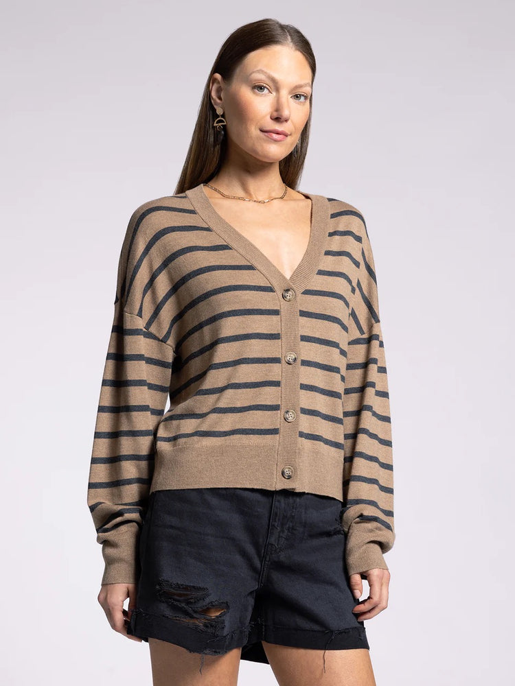 Elsa Cardigan Tan Charcoal