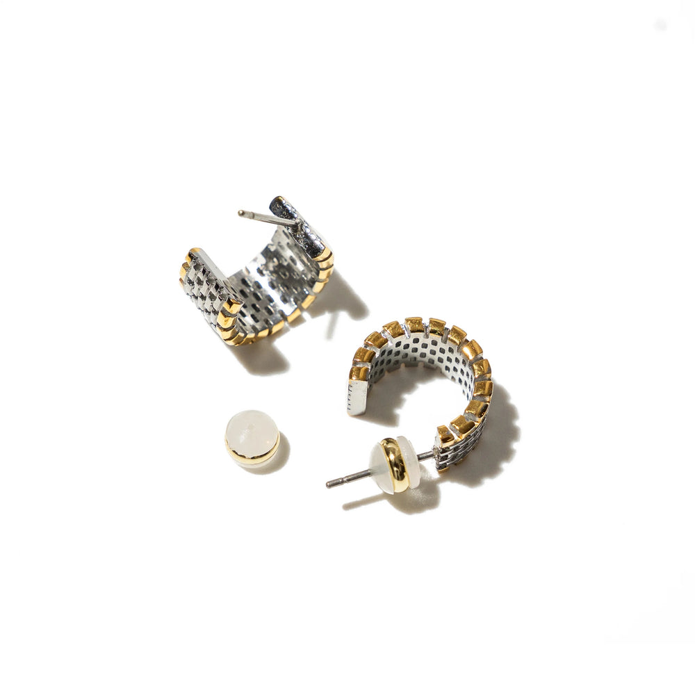 Two Tone Watch Band Hoop Earrings
