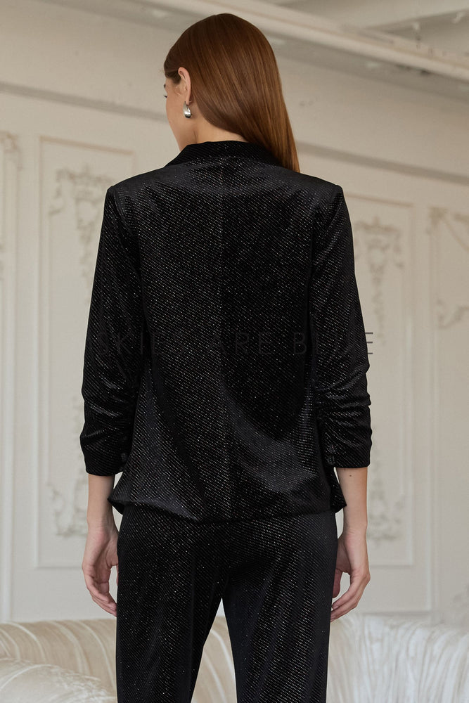 Velvet Embellished Blazer Black/Multi