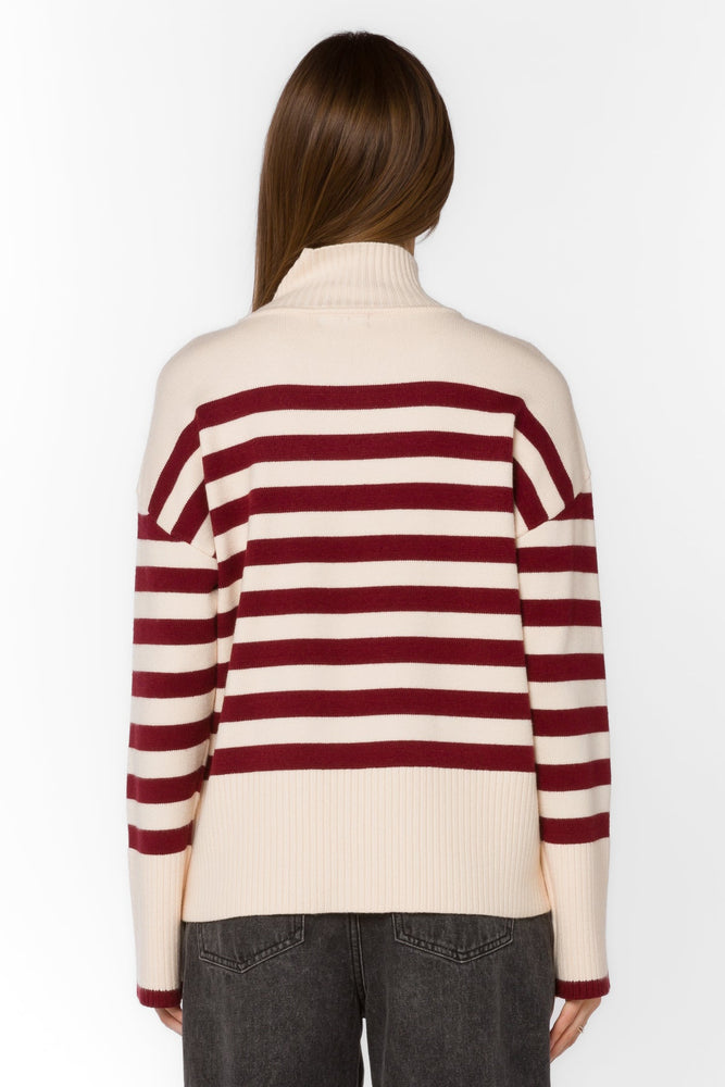 Caden Stripe Sweater Sangria