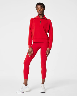 Spanx Air Essentials Half Zip Red