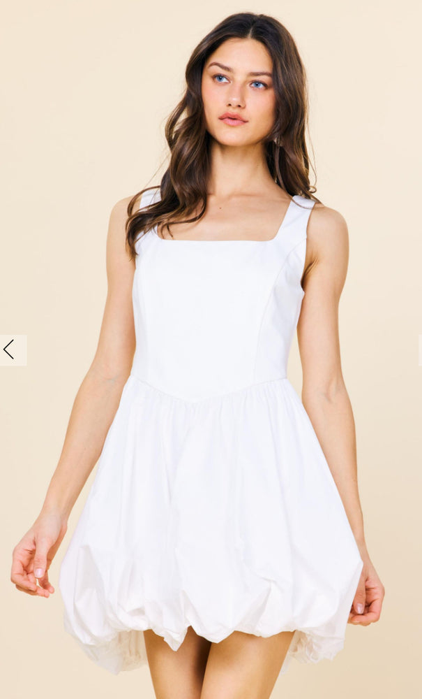 drop waist dress white Mini Sleeveless Flared Hem 25 Hips Bubble Hem Drop Waist Dress