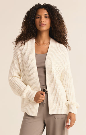 Sutton Rib Cardigan Sea Salt