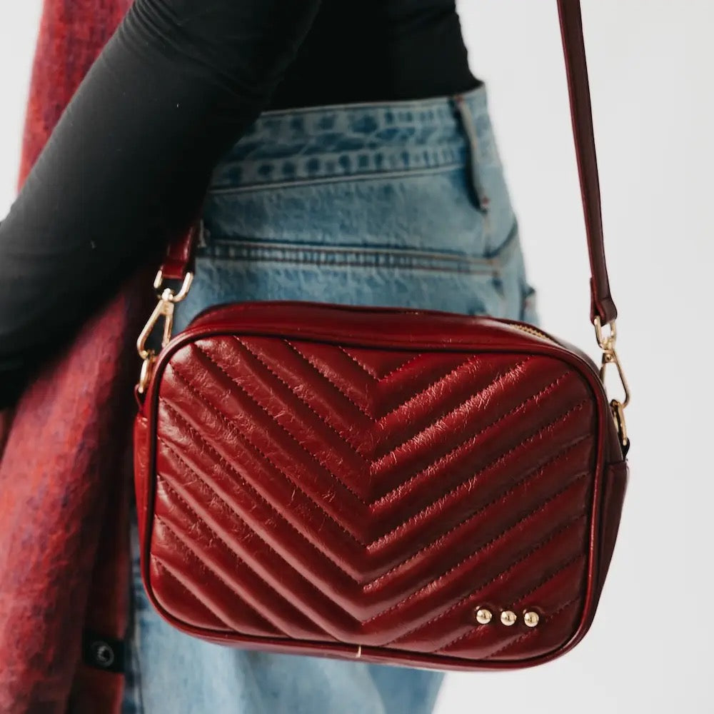 Coco Quilted Crossbody Bag Maroon