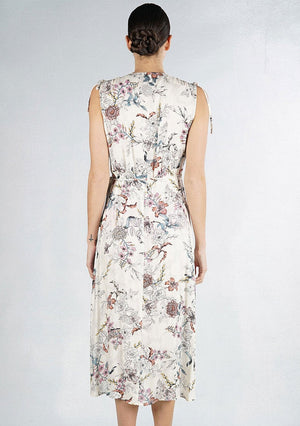 
            
                Load image into Gallery viewer, Wrap Dress w/ Bodice Overlay Natural Floral
            
        