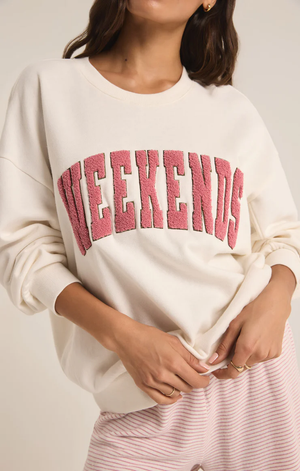 Oversized Weekends Sweatshirt Bone