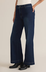 Rilynn Wide Leg Denim Trouser Dark Rinse