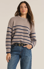 Boyfriend Stripe Sweater Heather Taupe