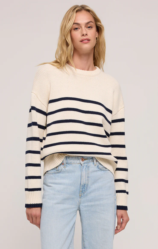 Boyfriend Stripe Sweater Sea Salt