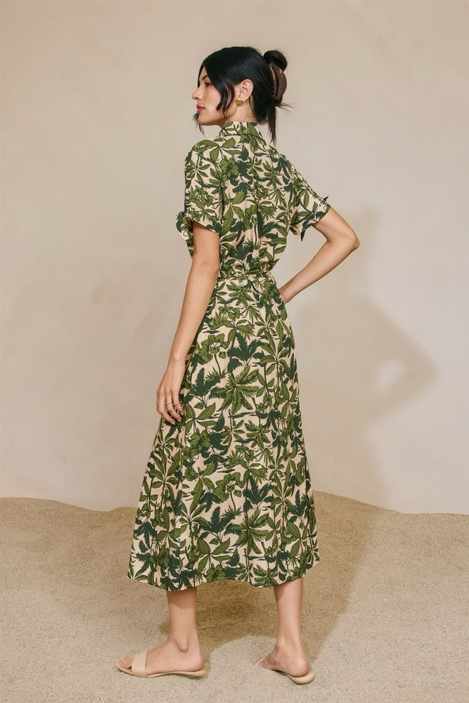 slim fit dress slacks Enchanting Elegance Emerald Green Floral Jacquard Midi Dress main image 0