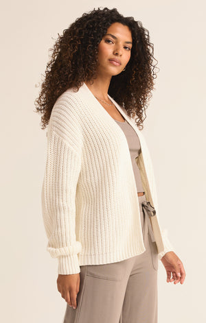 Sutton Rib Cardigan Sea Salt