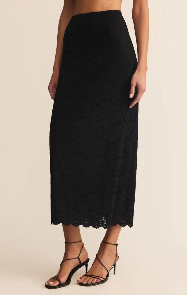 Via Lace Midi Skirt Black