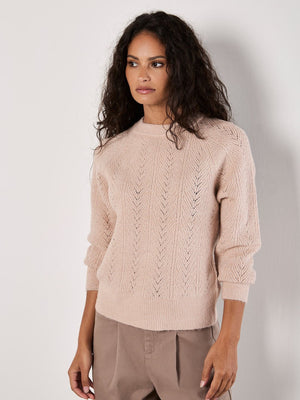 Chevron Pointelle Lurex Sweater Pink