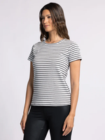 Lexi Tee Heather Grey Black Stripe