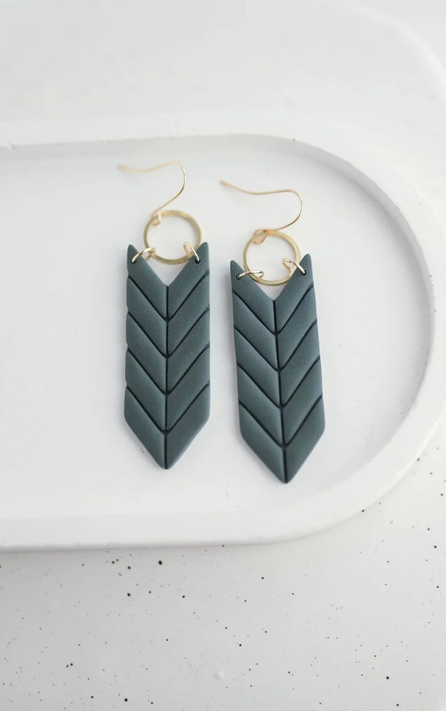 Clay Earrings Fletching Dangles - Pine