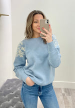 Daphne Embroidered Sweater Light Blue