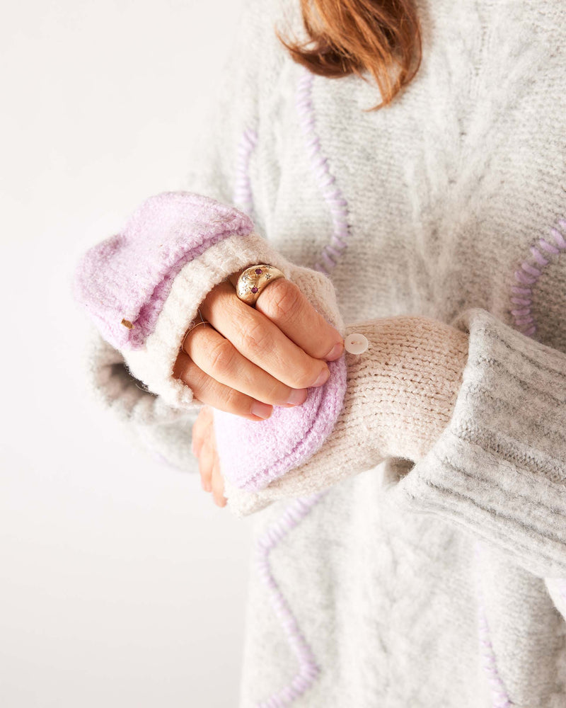 Snow Bunny Mittens Lilac/Fawn OSFM