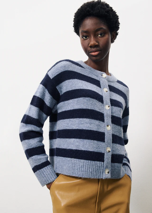 Megane Cardigan Blue Stripe