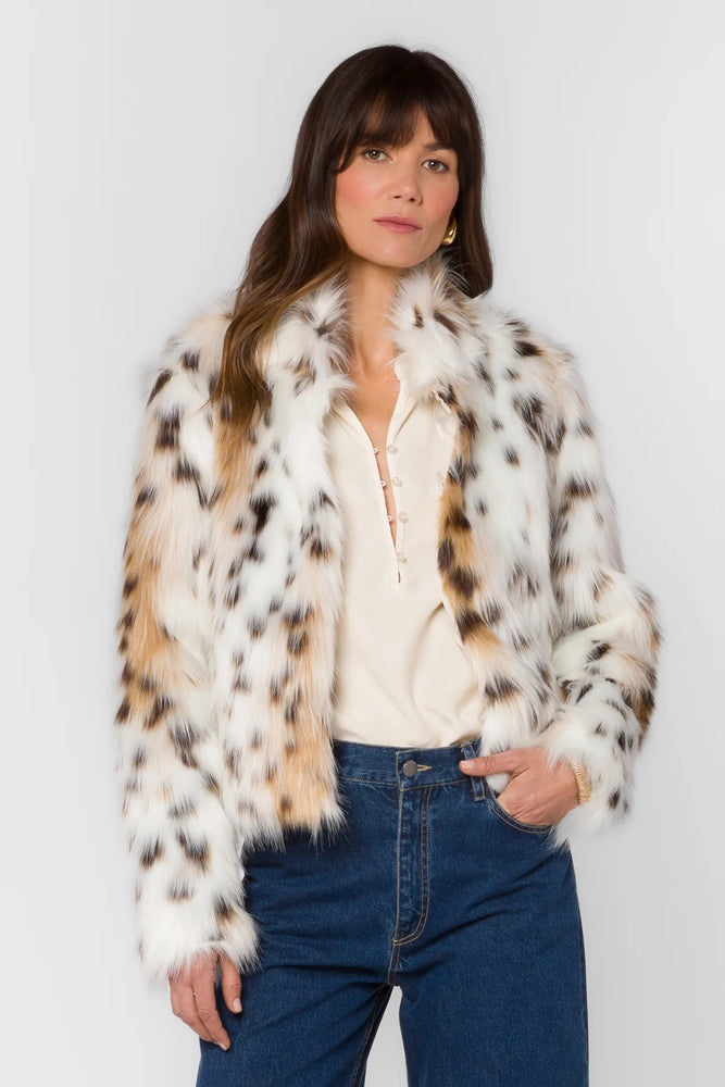 Avril Faux Fur Coat Snow Leopard