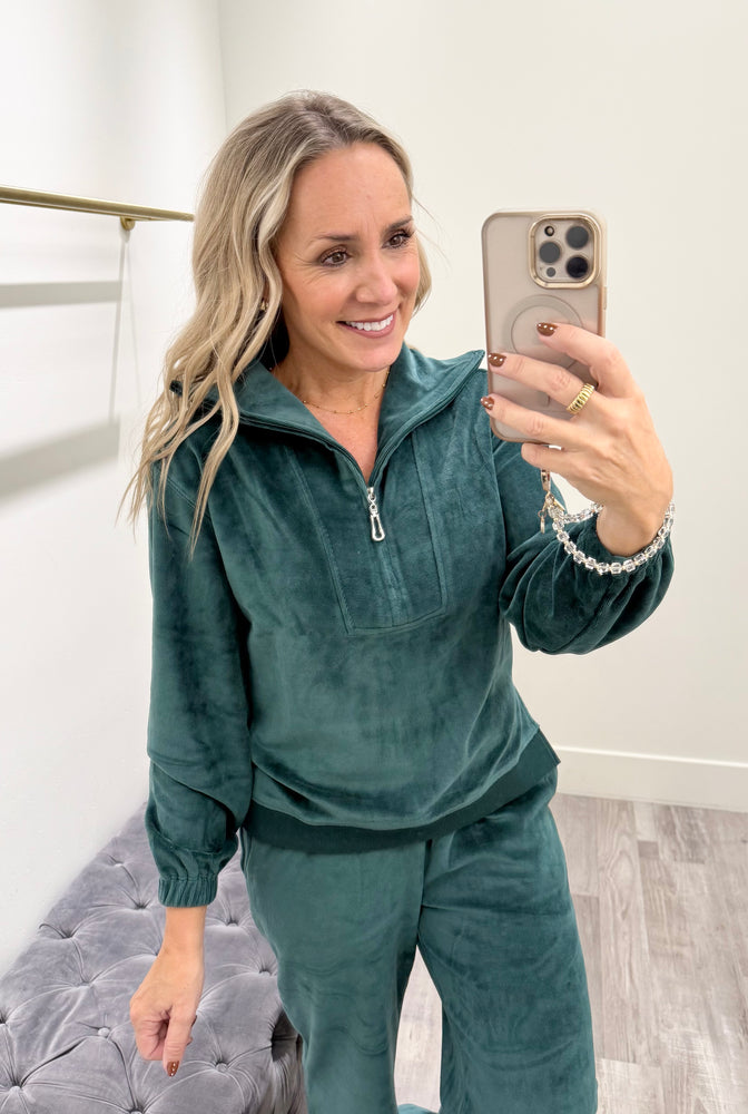 Christy Half Zip Pullover Teal