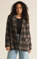 Kingston Relaxed Plaid Blazer Latte-Mapel Boutique