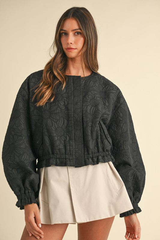 Bellamy Embroidered Bomber Jacket Black