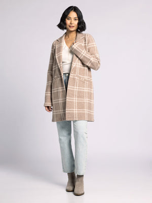 Kenzie Coat Beige/Ivory Plaid