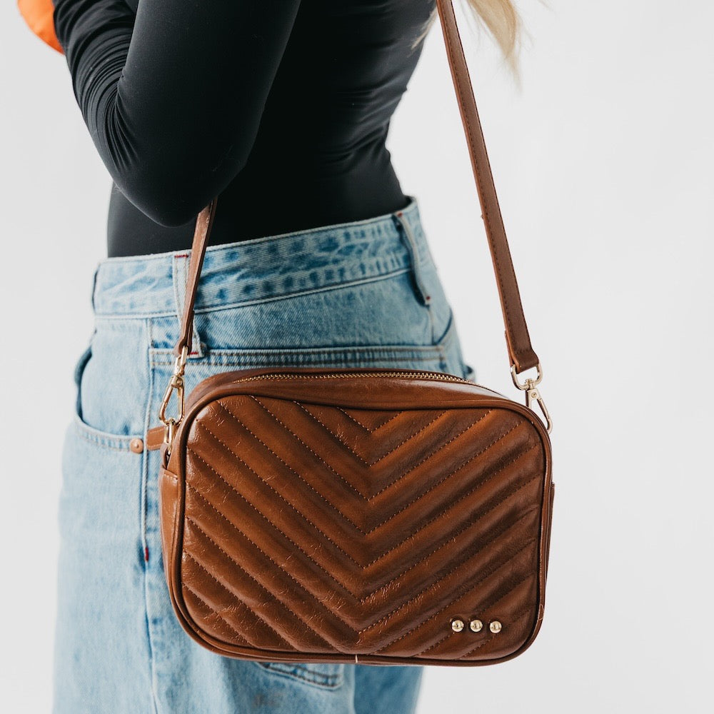 Coco Quilted Crossbody Bag Mocha