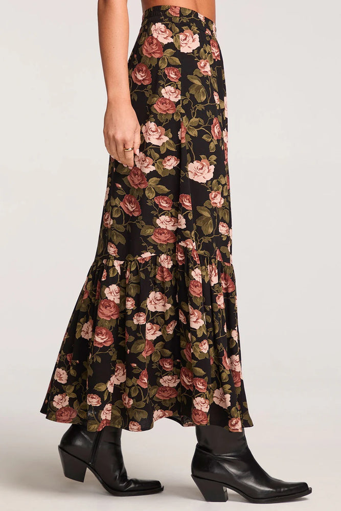 Maud Midi Skirt Black/Floral
