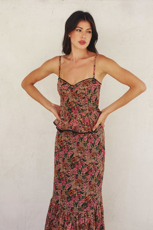 Vintage Rose Lurex Ruffled Dress