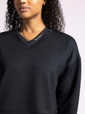 Martina V-Neck Pullover Black Rib