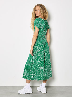 Audrey Midi Milkmaid Dress Green XL