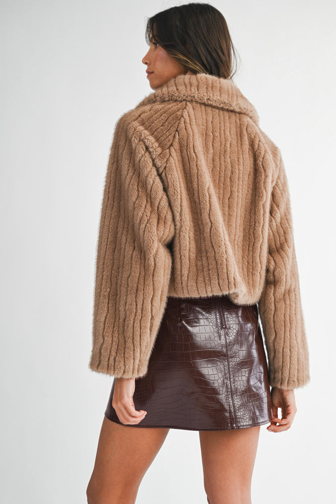 Maya Faux Fur Crop Jacket Mocha